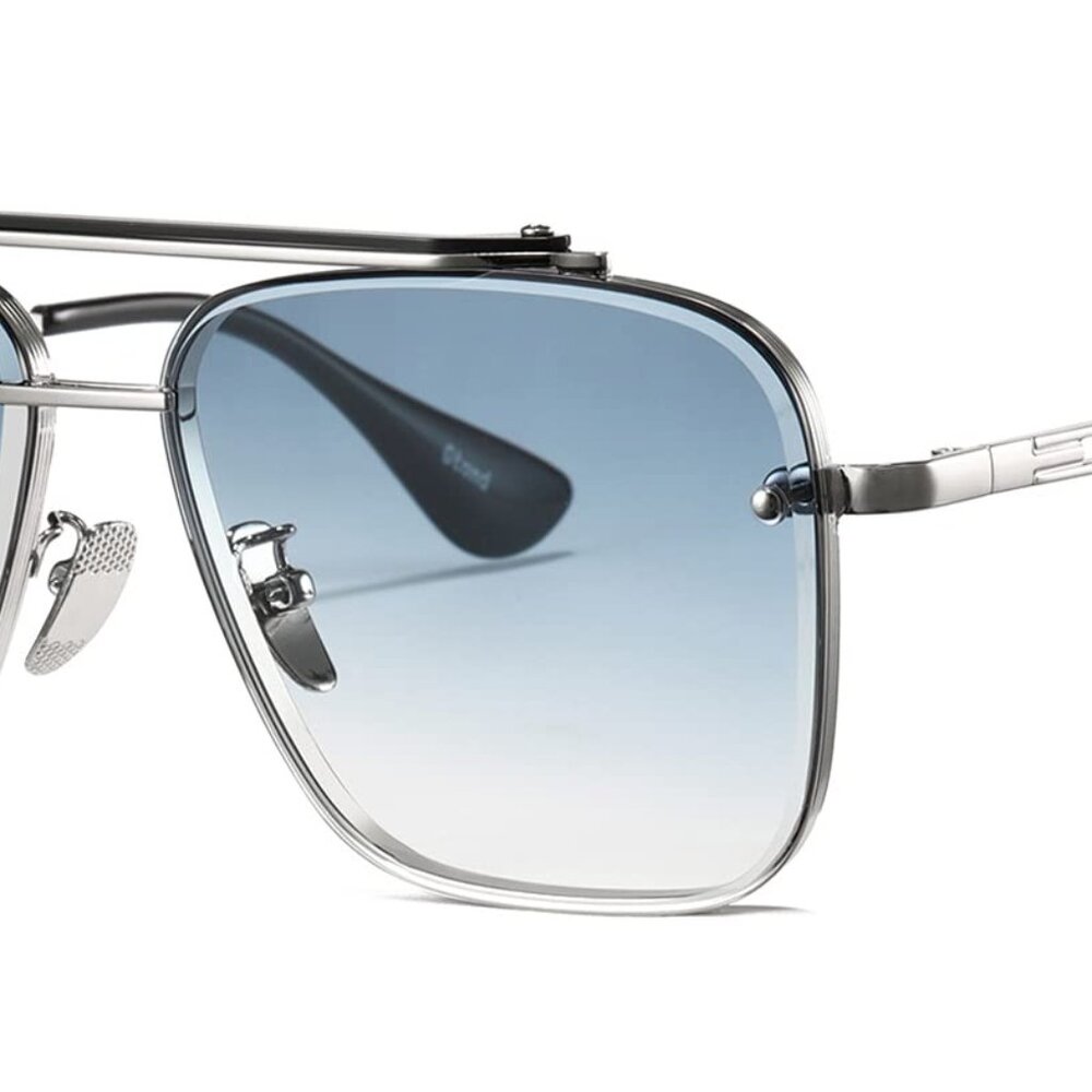 Square Aviator Sunglasses Vintage Metal Frame Gradient Lens Unisex Trendy